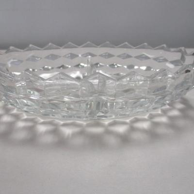 Vintage Fostoria American Clear Cube Divided Serving Bowl