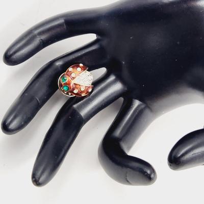 CUTE GLAZED PAINTED LADY BUG PIN