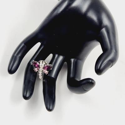 CUTE CRYSTAL PURPLE & WHITE DRAGON FLY PIN