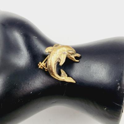 GOLD TONED ANGRY LOOKING DOLPHIN PIN