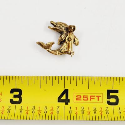 GOLD TONED ANGRY LOOKING DOLPHIN PIN