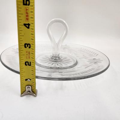 VINTAGE ETCHED GLASS SNACK TRAY