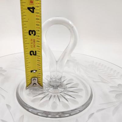 VINTAGE ETCHED GLASS SNACK TRAY