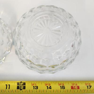 VINTAGE FOSTORIA 2 PC ROUND TEA LIGHT FAIRY CANDLE LAMP