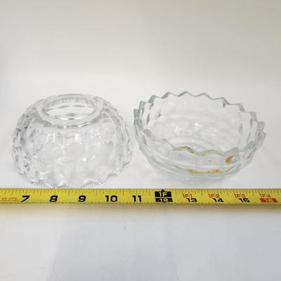 VINTAGE FOSTORIA 2 PC ROUND TEA LIGHT FAIRY CANDLE LAMP