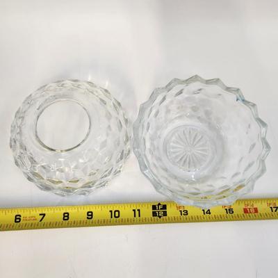VINTAGE FOSTORIA 2 PC ROUND TEA LIGHT FAIRY CANDLE LAMP