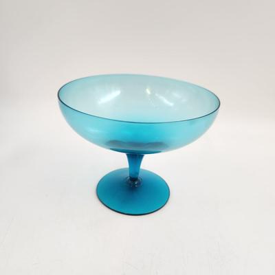 VINTAGE TEAL LARGE MOUTH GLASS WARE