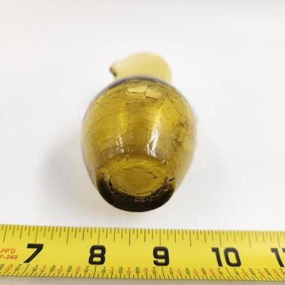 BEAUTIFUL AMBER CRACKES HAND BLOWN PITCHER
