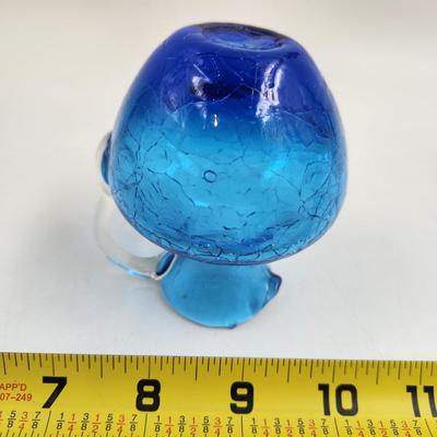 BEAUTIFUL COBALT BLUE CRACKED HAND BLOWN PITCHER