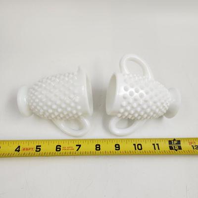 VINTAGE HOBNAIL MILK GLASS CREAM & SUGAR