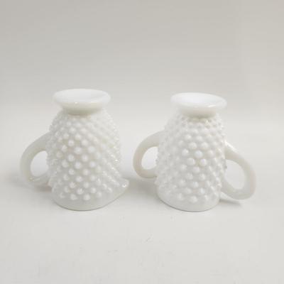 VINTAGE HOBNAIL MILK GLASS CREAM & SUGAR