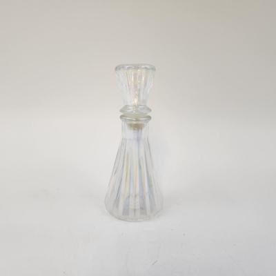 IRIDESCENT RIBBED CAPPED GLASS BOTTLE