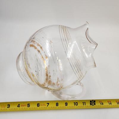 VINTAGE GOLD TRIMMED PITCHER & 5 GLASS SET