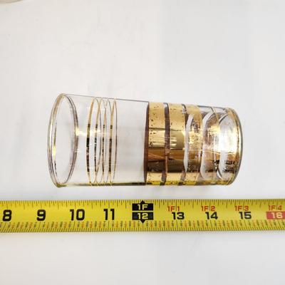 VINTAGE GOLD TRIMMED PITCHER & 5 GLASS SET