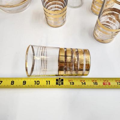 VINTAGE GOLD TRIMMED PITCHER & 5 GLASS SET