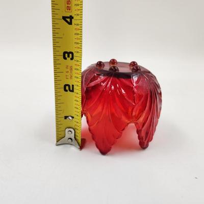 VINTAGE CUT GLASS RUBY RED CANDLE VOTIVE DUO