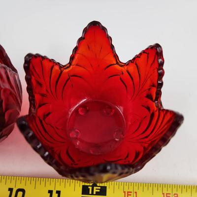 VINTAGE CUT GLASS RUBY RED CANDLE VOTIVE DUO