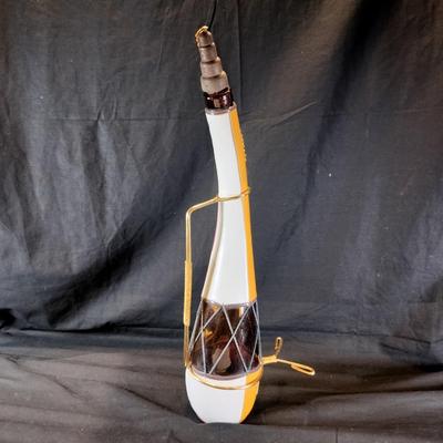 Vintage Leather Wine Bottle with Carrier Stand