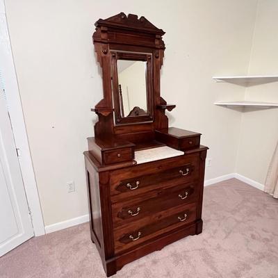 Mahogany Victorian Eastlake Style Dresser