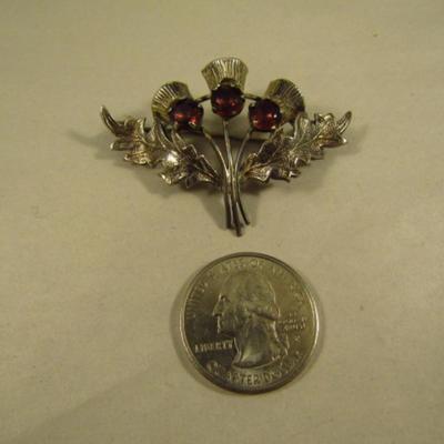 Sterling Silver and Gemstone Brooch Pin (#128)