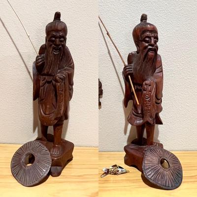 Carved Wood Asian Fisherman