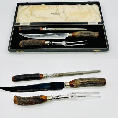 JOSEPH RODGERS & SONS LTD ~ 3-Piece ~ Stag Horn Antler Cutlery Set