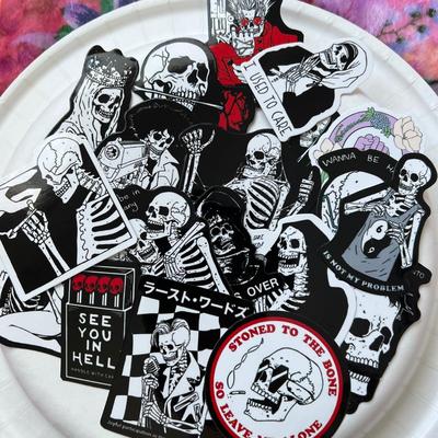 20 skeleton stickers  not kid friendly