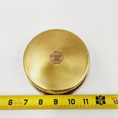 COPPER CRAFT (MADE IN TOPEKA) BRASS TRAY W/ GLASS INSERT