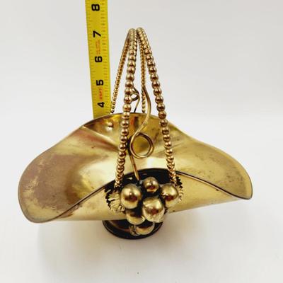 VINTAGE SOLID BRASS FRUIT STAND BASKET CENTER PIECE
