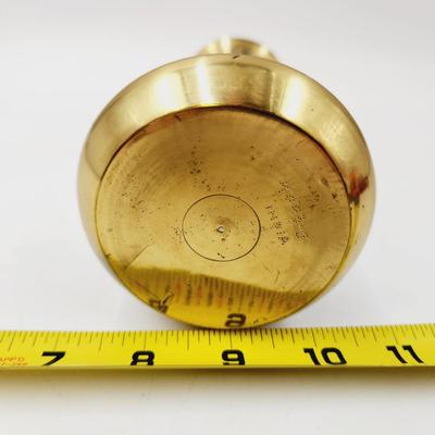 SOLID BRASS ETCHED 7 IN LONG NECK VASE
