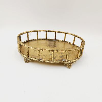 VINTAGE FOOTED W/ SIDES BRASS TRAY