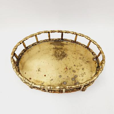 VINTAGE FOOTED W/ SIDES BRASS TRAY