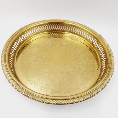 BEAUTIFUL BRASS ETCHED ROUND TRAY