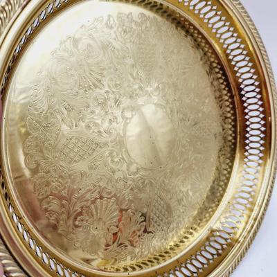 BEAUTIFUL BRASS ETCHED ROUND TRAY