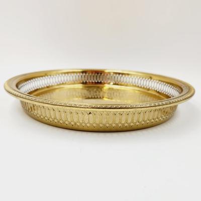BEAUTIFUL BRASS ETCHED ROUND TRAY