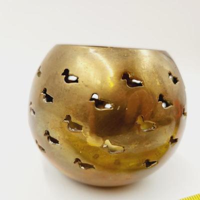 CUTE SOLID BRASS DUCK DESIGN CANDLE / STUFF HOLDER