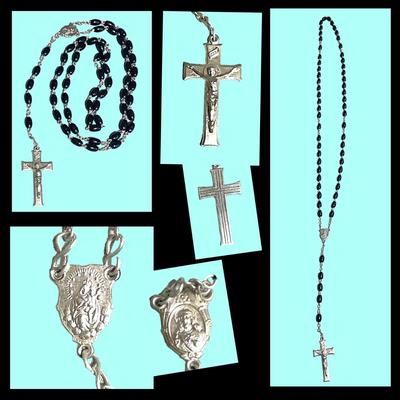 3 Rosaries & 1 Necklace w/ Cross Pendant