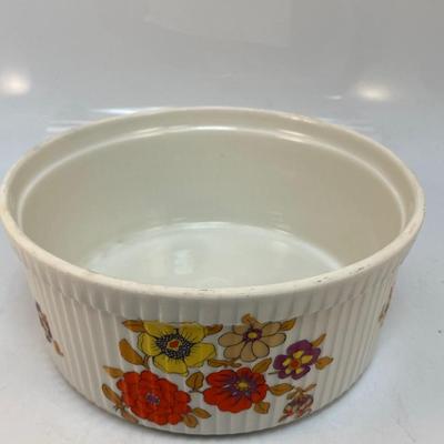 Vintage Apilco France Floral SoufflÃ© Dish Casserole Bowl