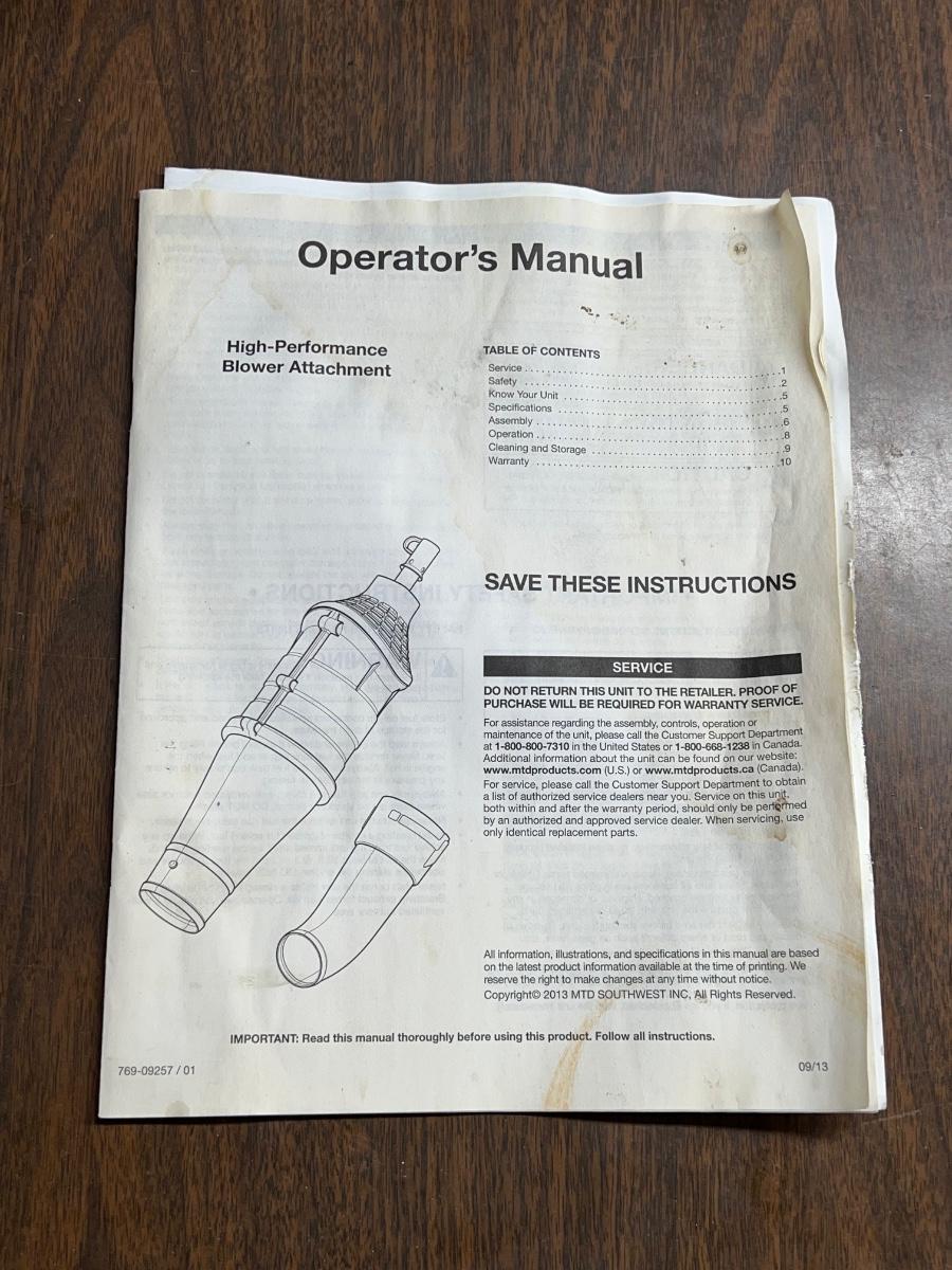 TRIMMER PLUS CB720 Blower Attachment Like New
