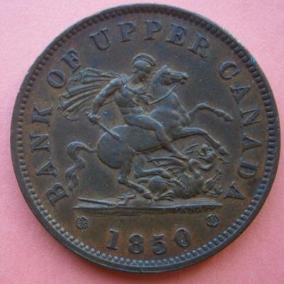 1850 BANK OF UPPER CANADA One Penny Bank Token