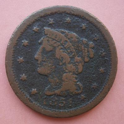 UNITED STATES 1851 One Cent Copper Coin