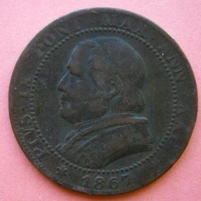 ITALY - VATICAN PAPAL STATES 1867 1 Soldo Coin