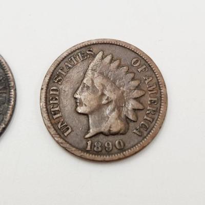 2 - 1890 INDIAN HEAD PENNIES