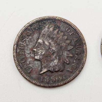 2 - 1890 INDIAN HEAD PENNIES