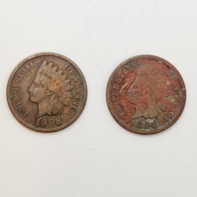 2 - 1898 INDIAN HEAD PENNIES