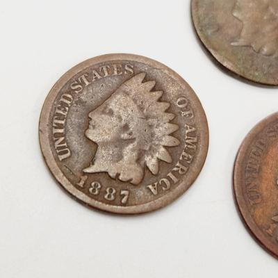 3 - 1887 INDIAN HEAD PENNIES