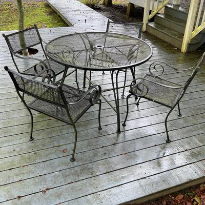 Iron Patio Table & Four (4) Chairs