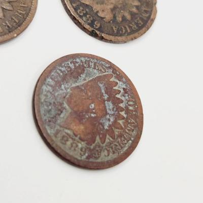 3 - 1889 INDIAN HEAD PENNIES