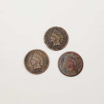 3 - 1889 INDIAN HEAD PENNIES