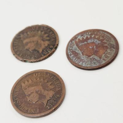 3 - 1889 INDIAN HEAD PENNIES
